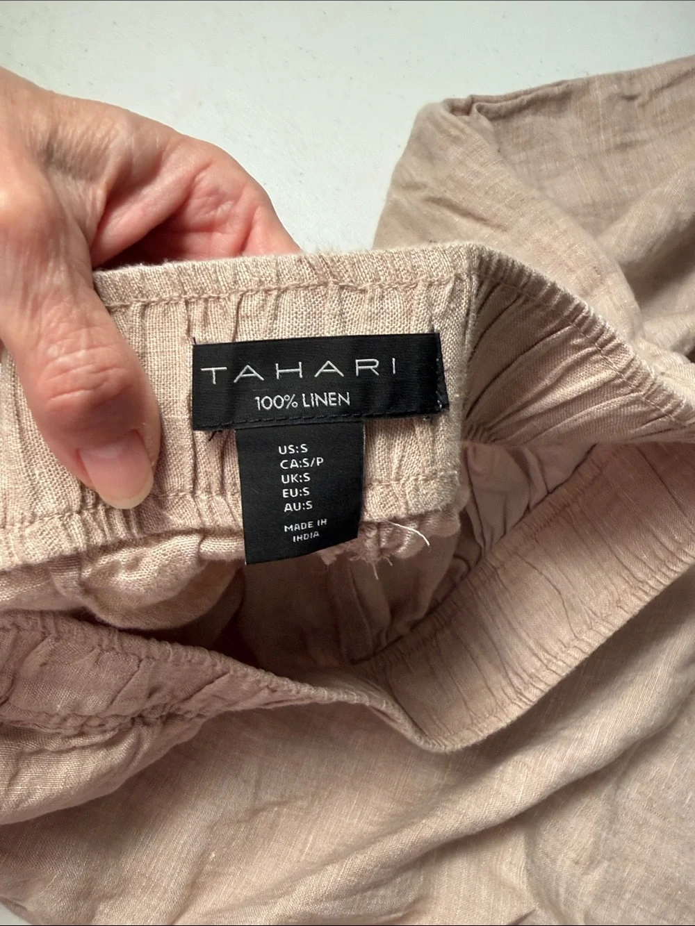 Tahari Natural Beige Wide-Leg Linen-Blend Pants - Picture 4 of 5